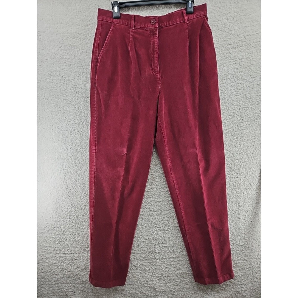 LL Bean Womens Corduroy Pants Burgandy Straight Original Fit Cargo 14  MT